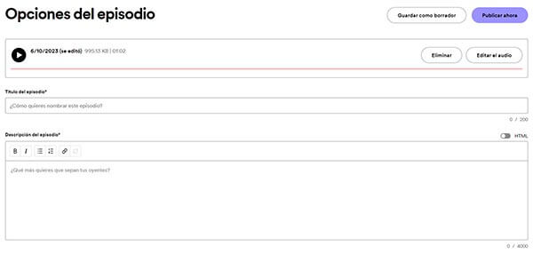 Información del episodio del Podcast