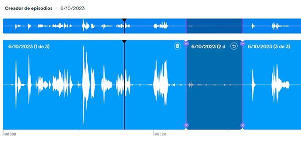 Edición del episodio del podcast en Podcaster