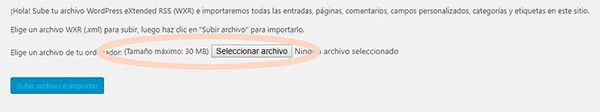 2 paso importar en WP