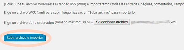 3 paso importar en WP